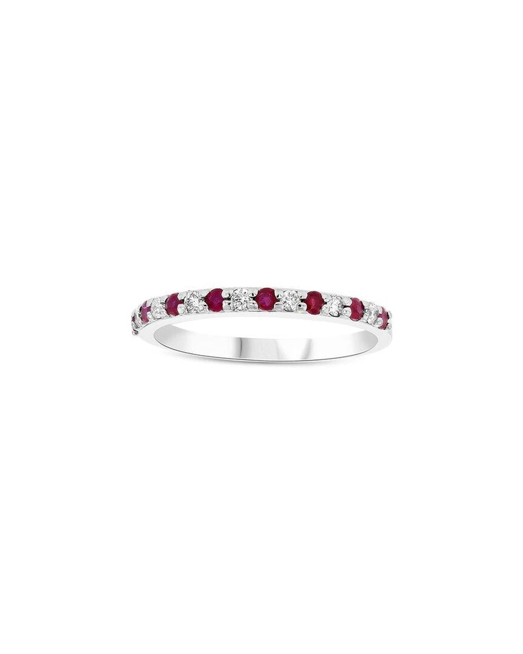 LEVARON White 14K 0.35 Ct. Tw. Diamond & Ruby Stackable Ring