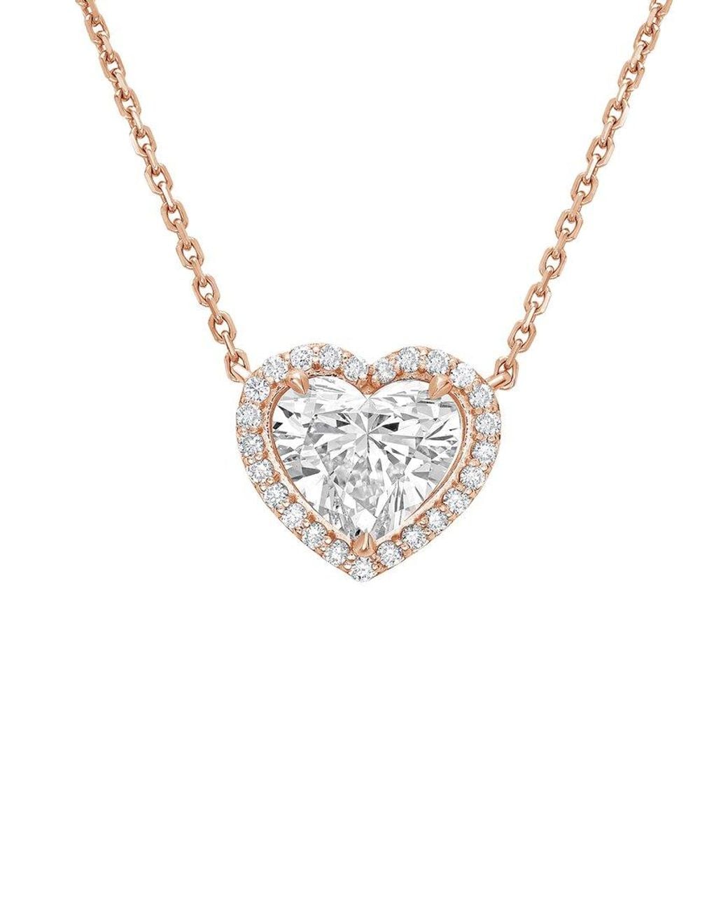 Diana M White Diana M. 14K Rose 4.00 Ct. Tw. Lab-Grown Diamond Halo Pendant