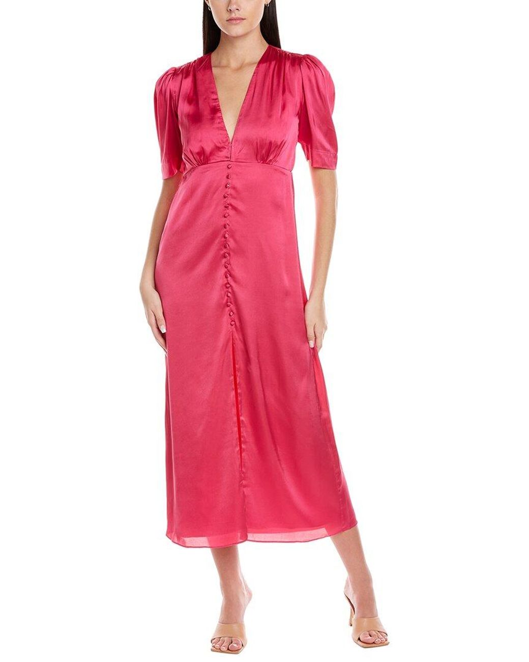 Garrie B Pink Satin Midi Dress