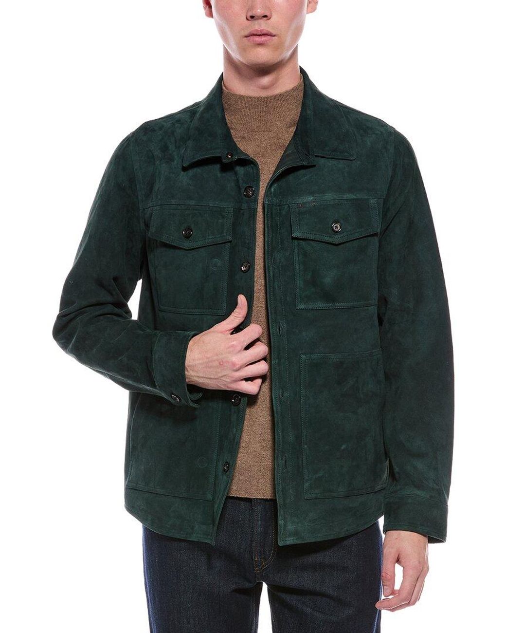 Isaia Green Suede Jacket for men