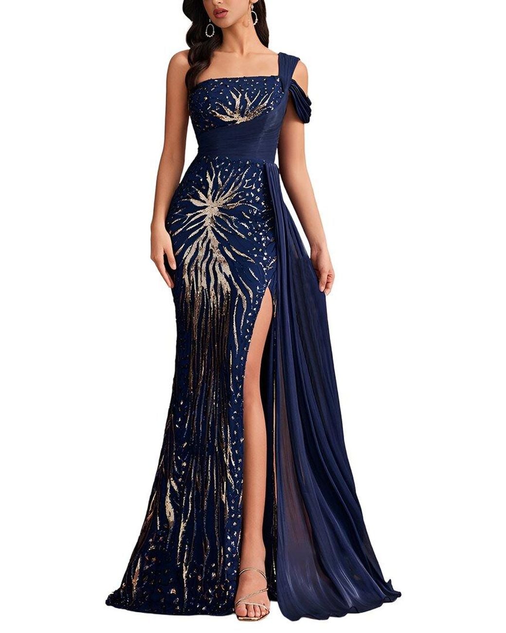 Vincent Blue Embroidered Maxi Dress