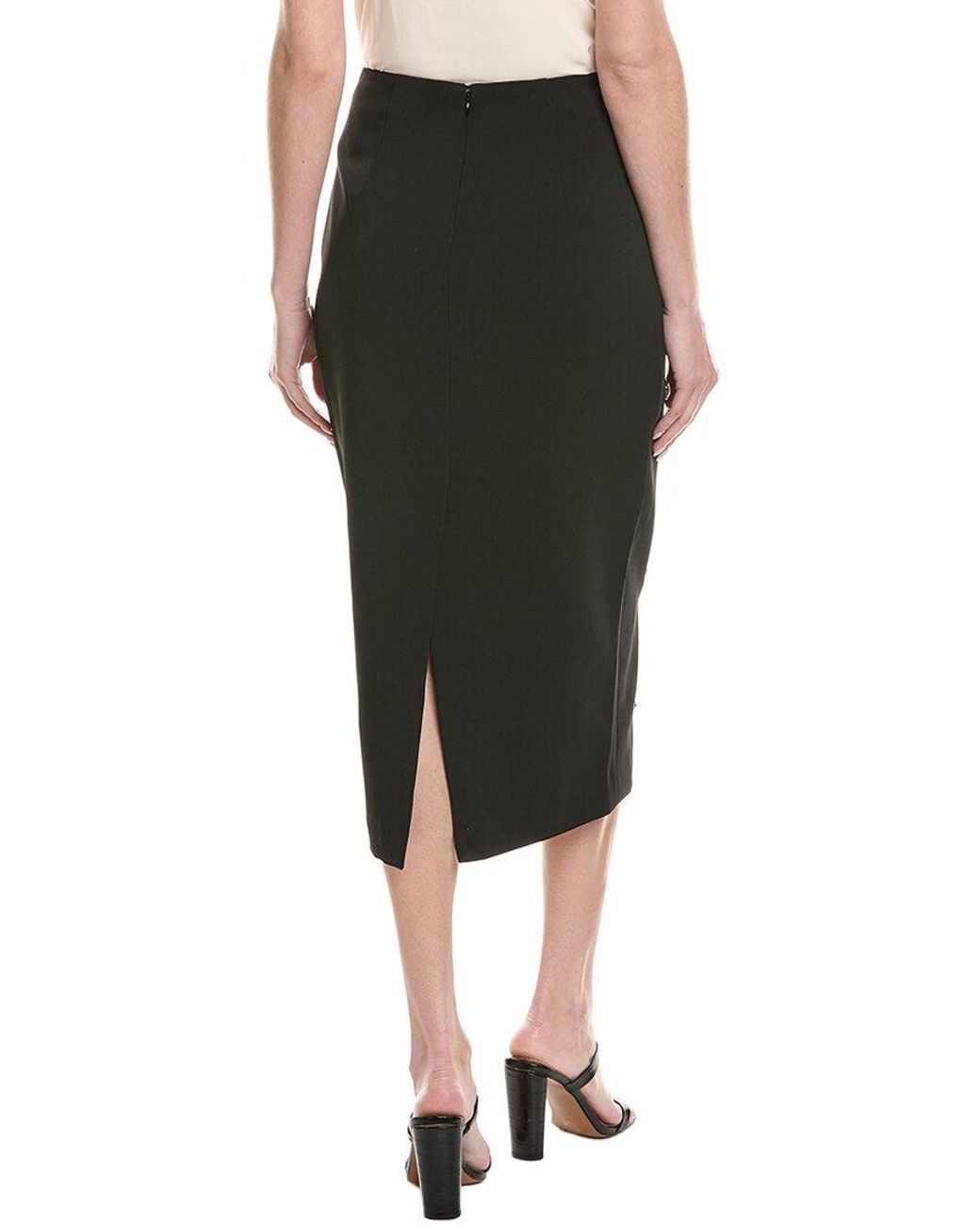 MILLY Black Syra Heart Applique Midi Skirt