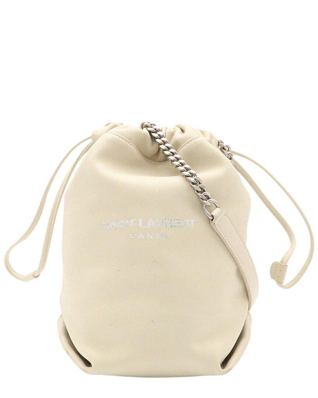 Saint Laurent Natural Leather Teddy Chain Shoulder Bag (Authentic Pre-Loved)
