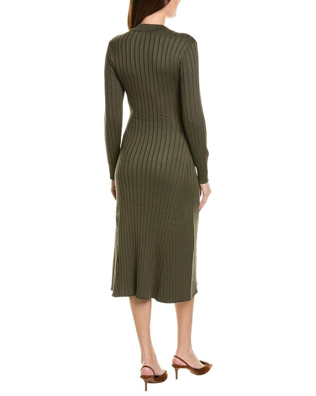 Sharagano Green Long Sleeve Midi Dress