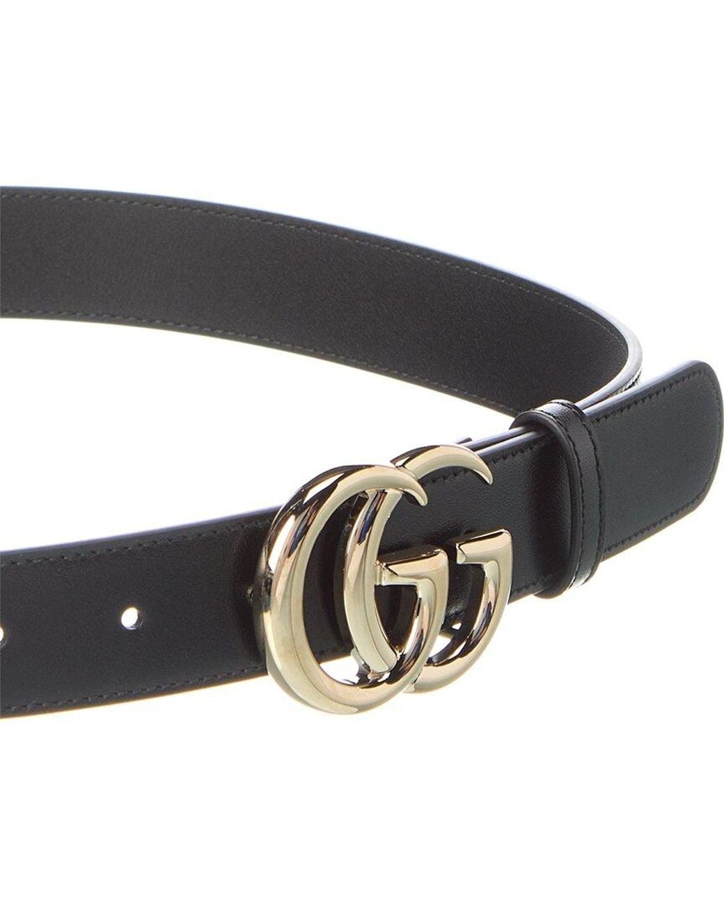 Gucci Black GG Marmont Thin Leather Belt