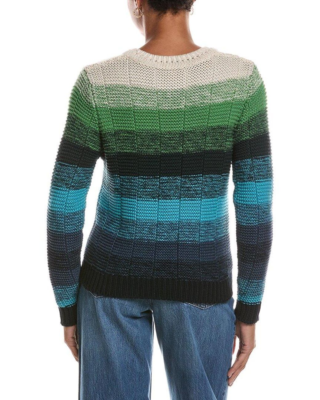 Autumn Cashmere Green Ombre Stripe Links Crewneck Sweater