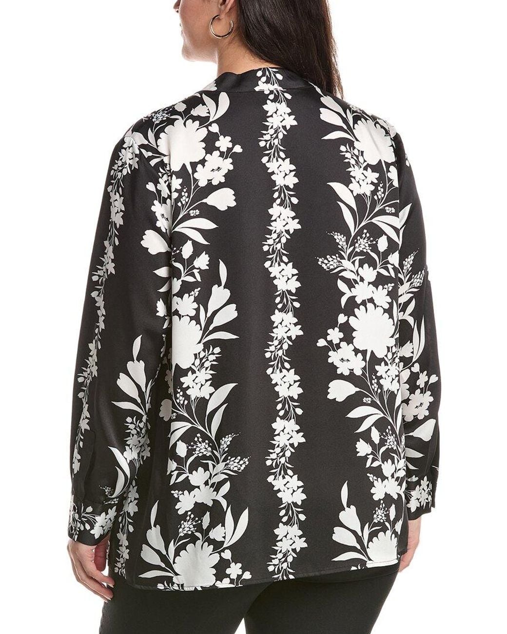 Anne Klein Black Plus Satin Popover Blouse