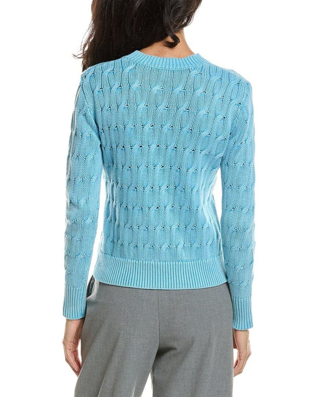 Forte Blue Stonewash Cable Sweater