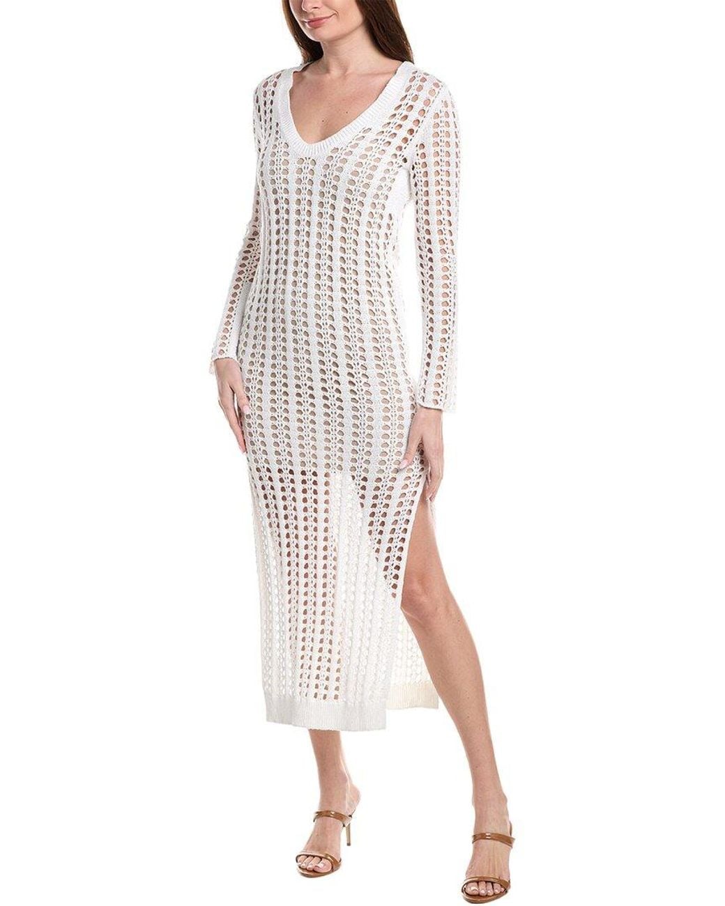 Brunello Cucinelli White Knit Linen & Silk-Blend Sweaterdress