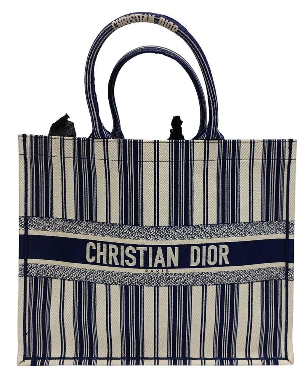 Dior Black Navy Blue Cotton Large Book Tote (authentic Pre-loved)
