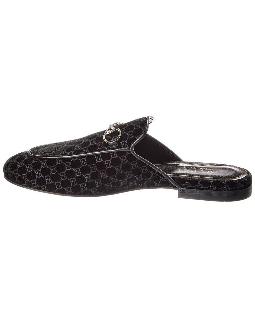 Gucci Black Princetown Gg Velvet Mule