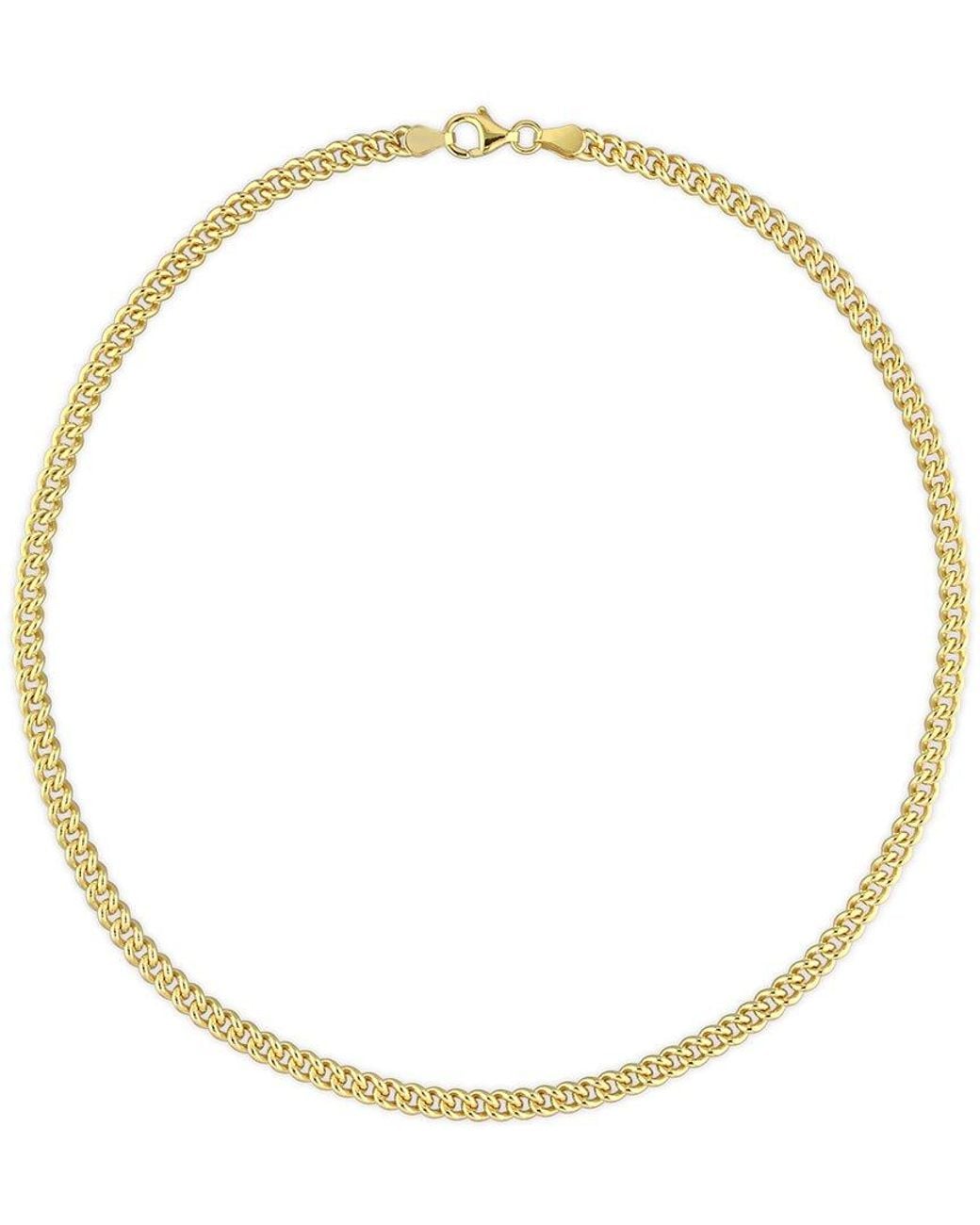 Italian Silver Metallic 18K Over Curb Link Chain Necklace