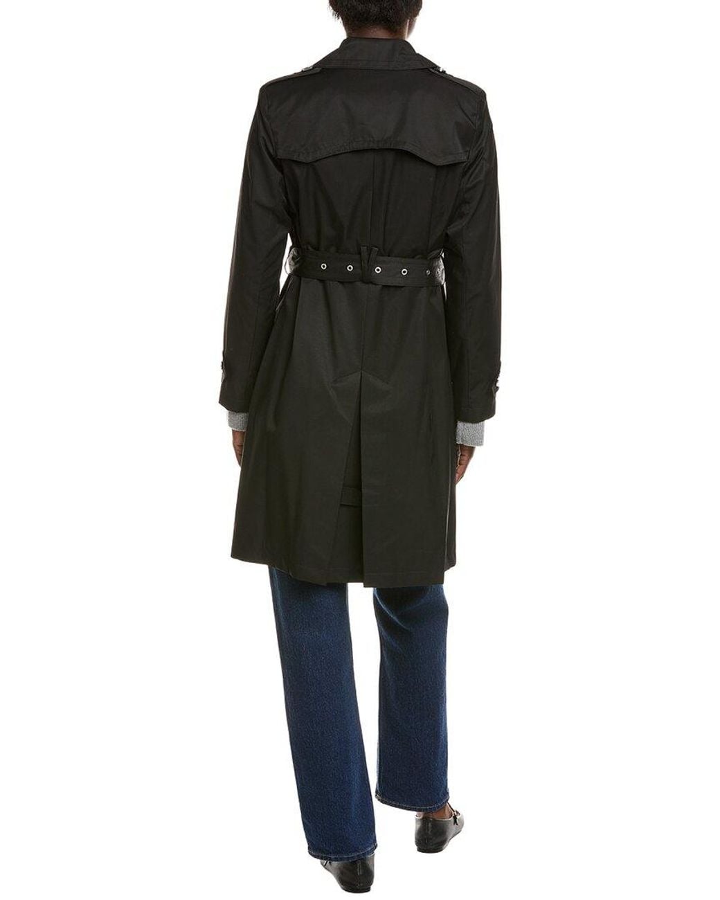 Via Spiga Black Pleated Trench Coat