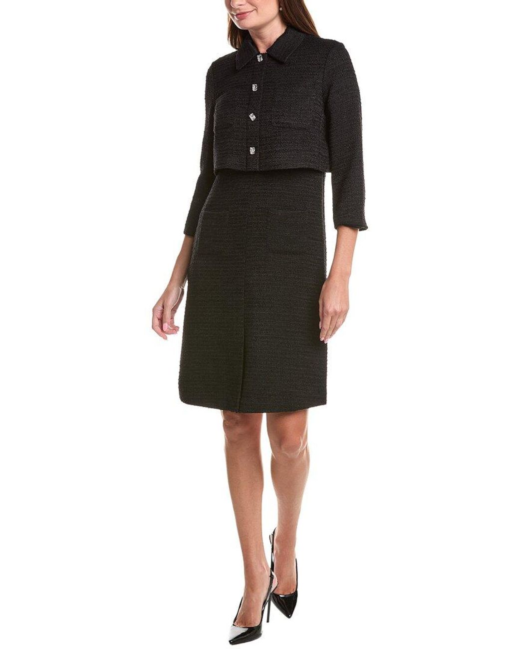 Teri Jon Black Boucle Sheath Dress