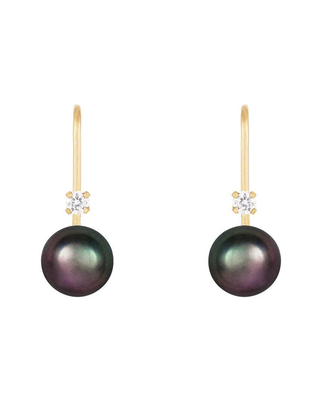 Splendid Multicolor 14k 0.06 Ct. Tw. Diamond 6-7mm Pearl Earrings
