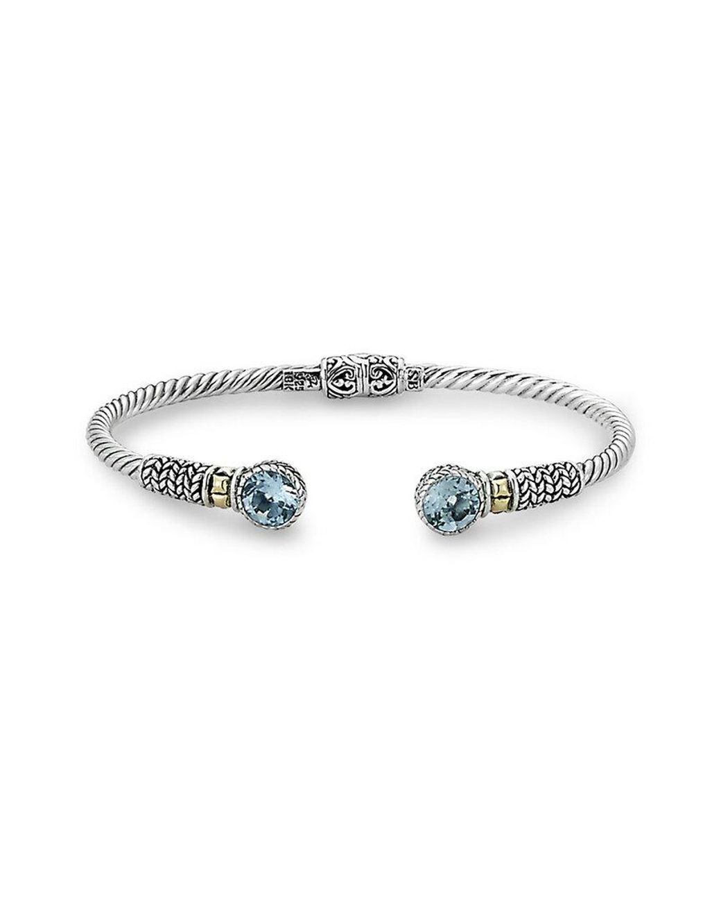 Samuel B. 18k & Silver Blue Topaz Hinge Bangle Bracelet in White Lyst UK