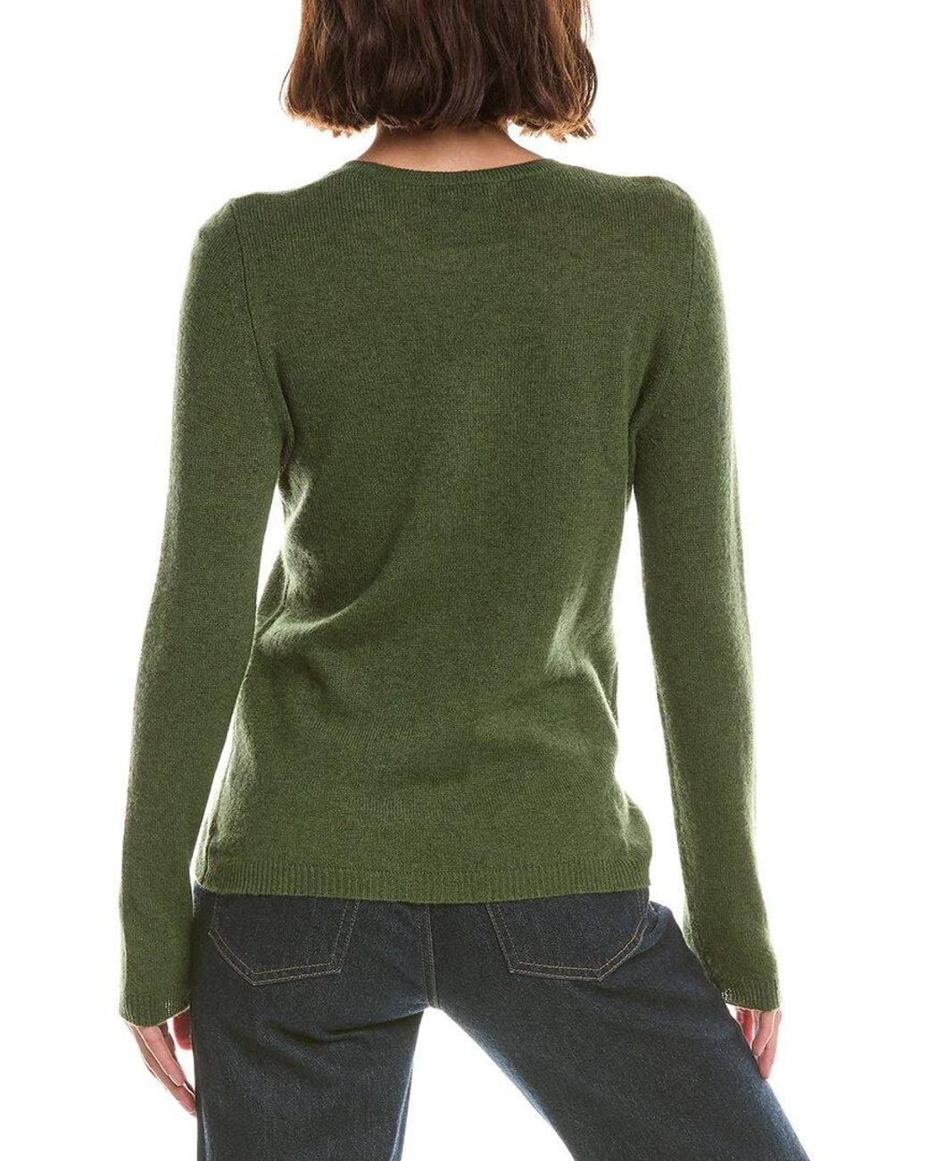 Forte Green Basic Crewneck 100% Cashmere Sweater