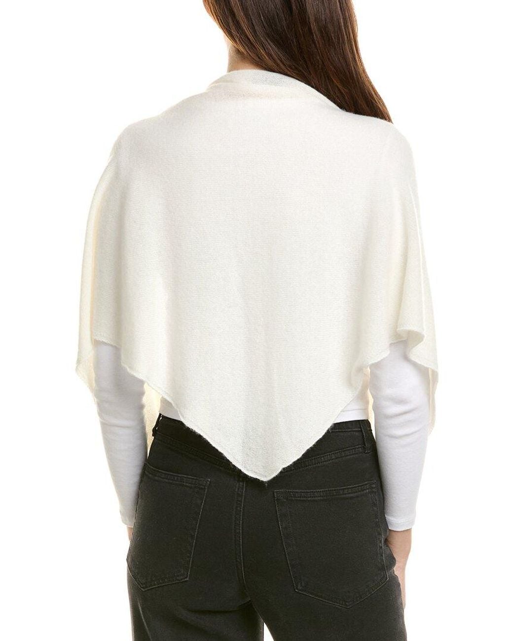 Amicale Cashmere White Lightweight Cashmere Jersey Triangle Wrap