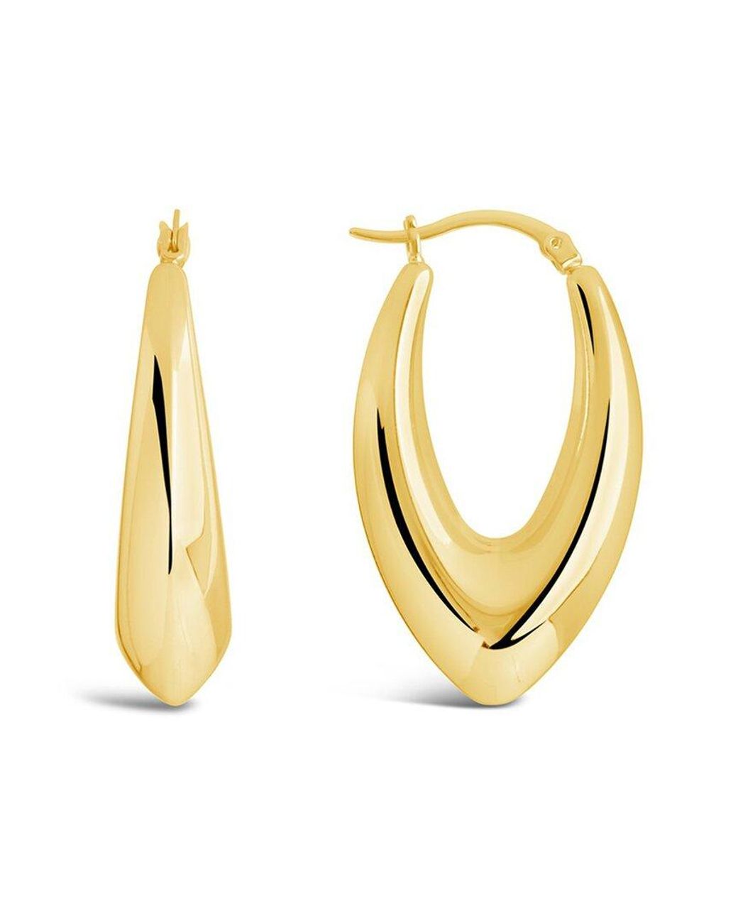 Sterling Forever Metallic 14k Plated V Drop Hoops