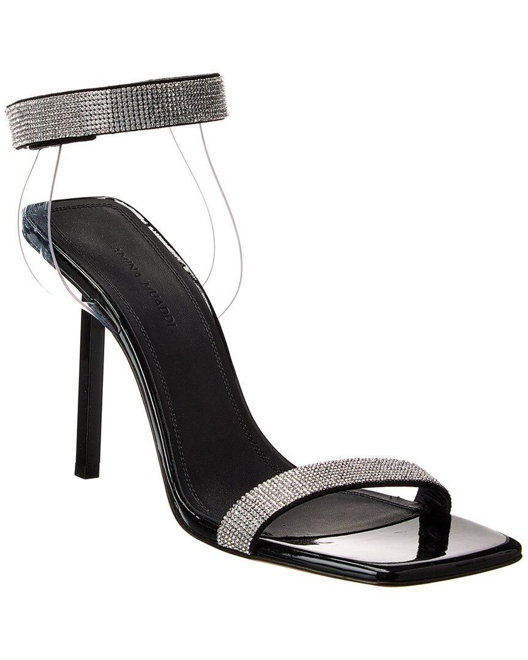 AMINA MUADDI Black Rih Vinyl & Patent Sandal