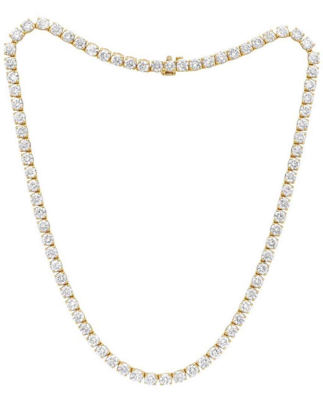 Diana M Metallic Diana M. Fine Jewelry 14K 15.00 Ct. Tw. Lab Grown Diamond Tennis Necklace