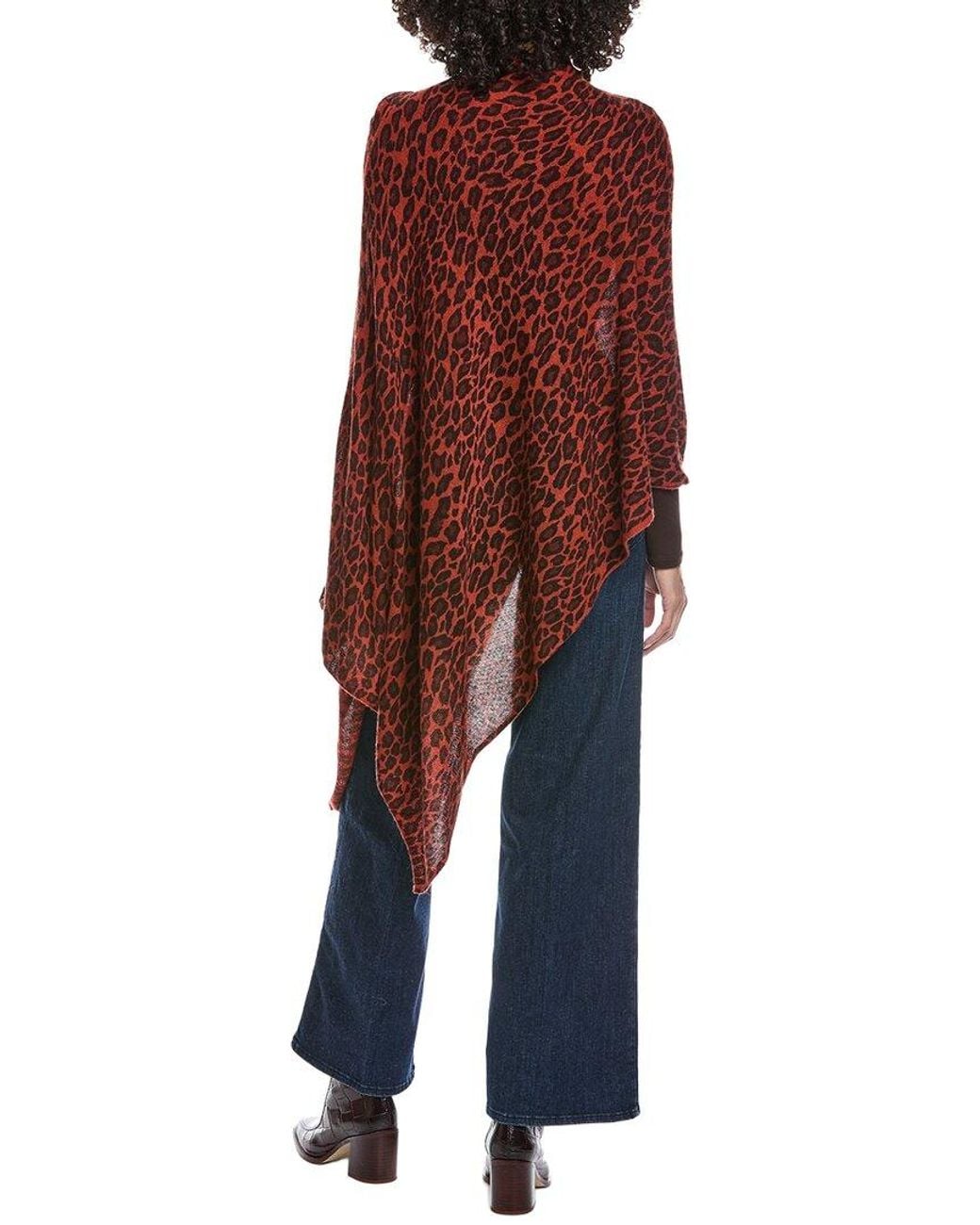 Portolano Red Animalier Wool & Cashmere-Blend Poncho
