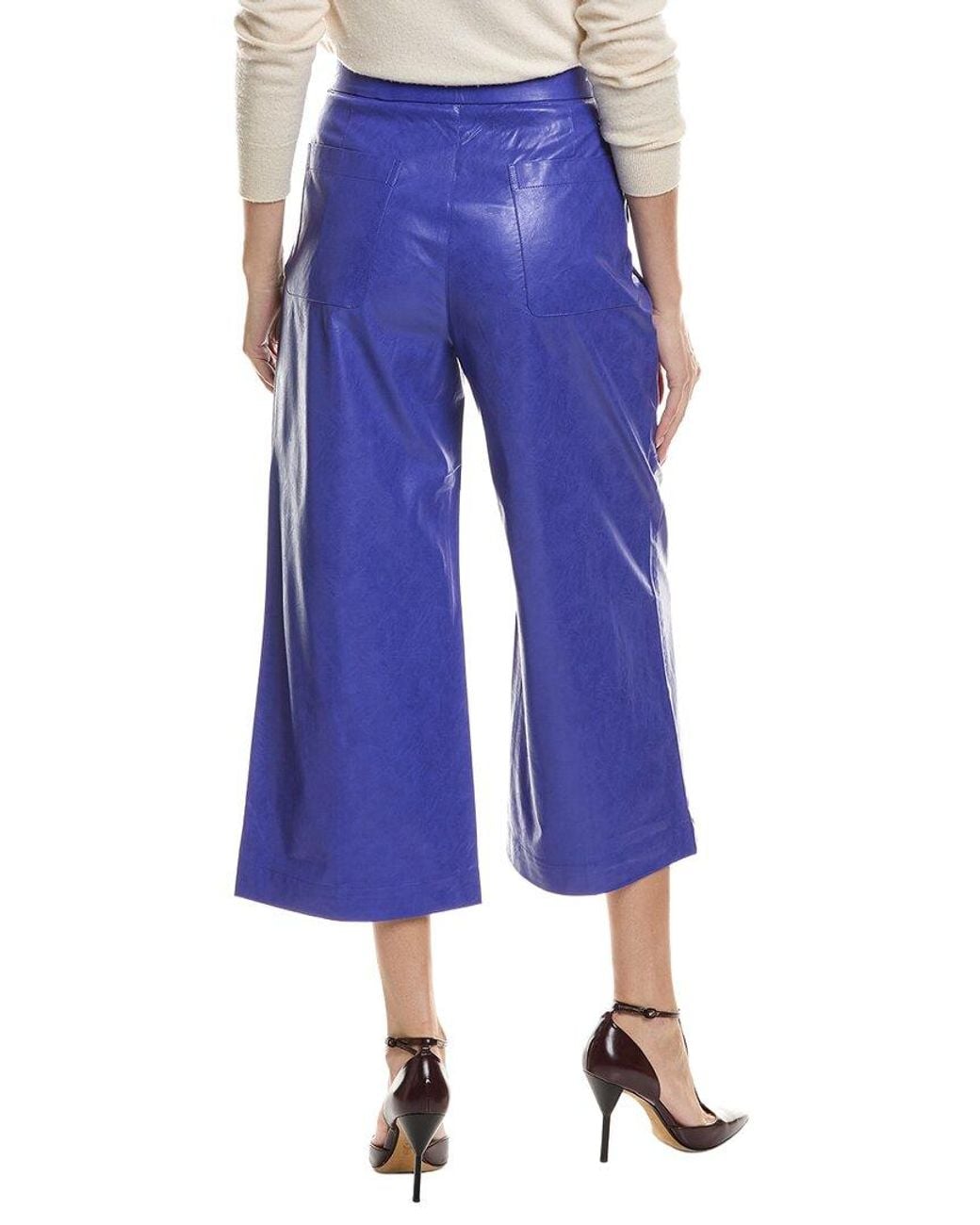 tyler boe Blue Payton Vegan Leather Crop Pant