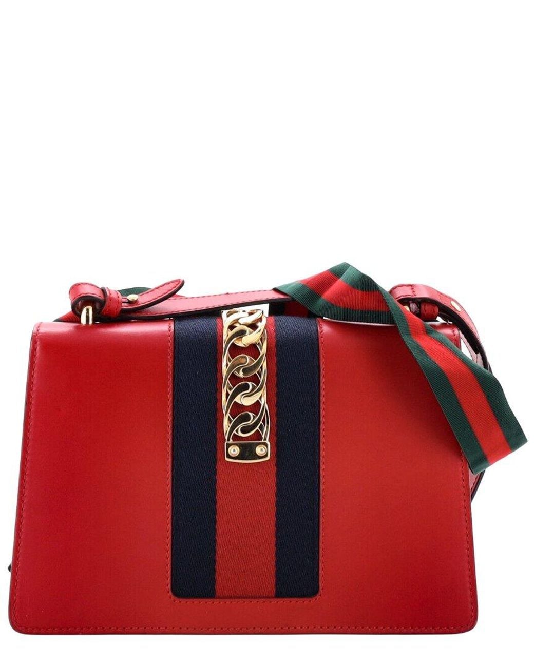 Gucci Red Leather Sylvie Shoulder Bag Small (Authentic Pre-Loved)