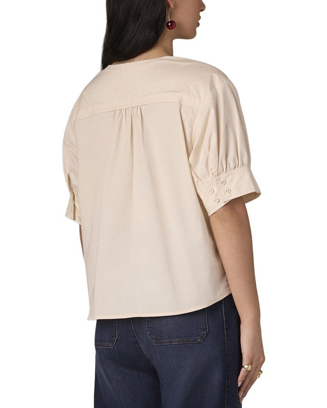 Wit & Wisdom Natural V-Neck Woven Top