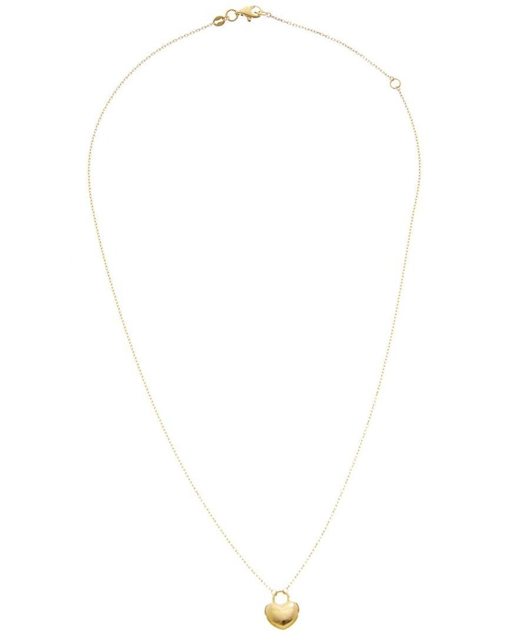 Italian Gold Metallic 14K Puffed Heart Adjustable Length Necklace