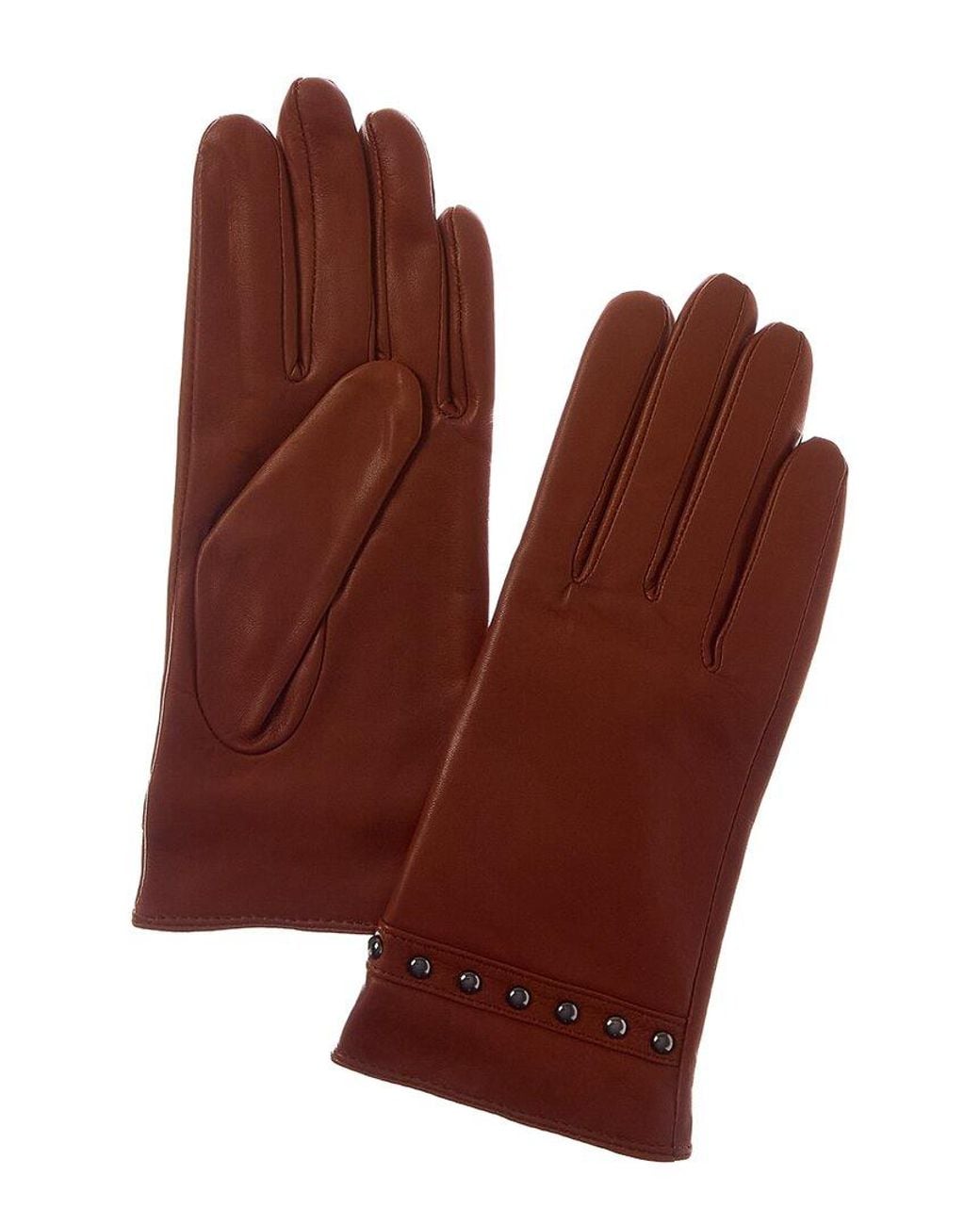 Sofiacashmere Brown Sofiacashmere Cashmere-Lined Nappa Leather Gloves