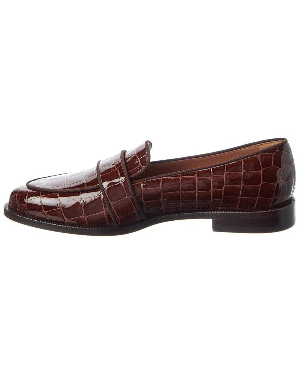 Aquazzura Brown Martin Croc-Embossed Patent Loafer