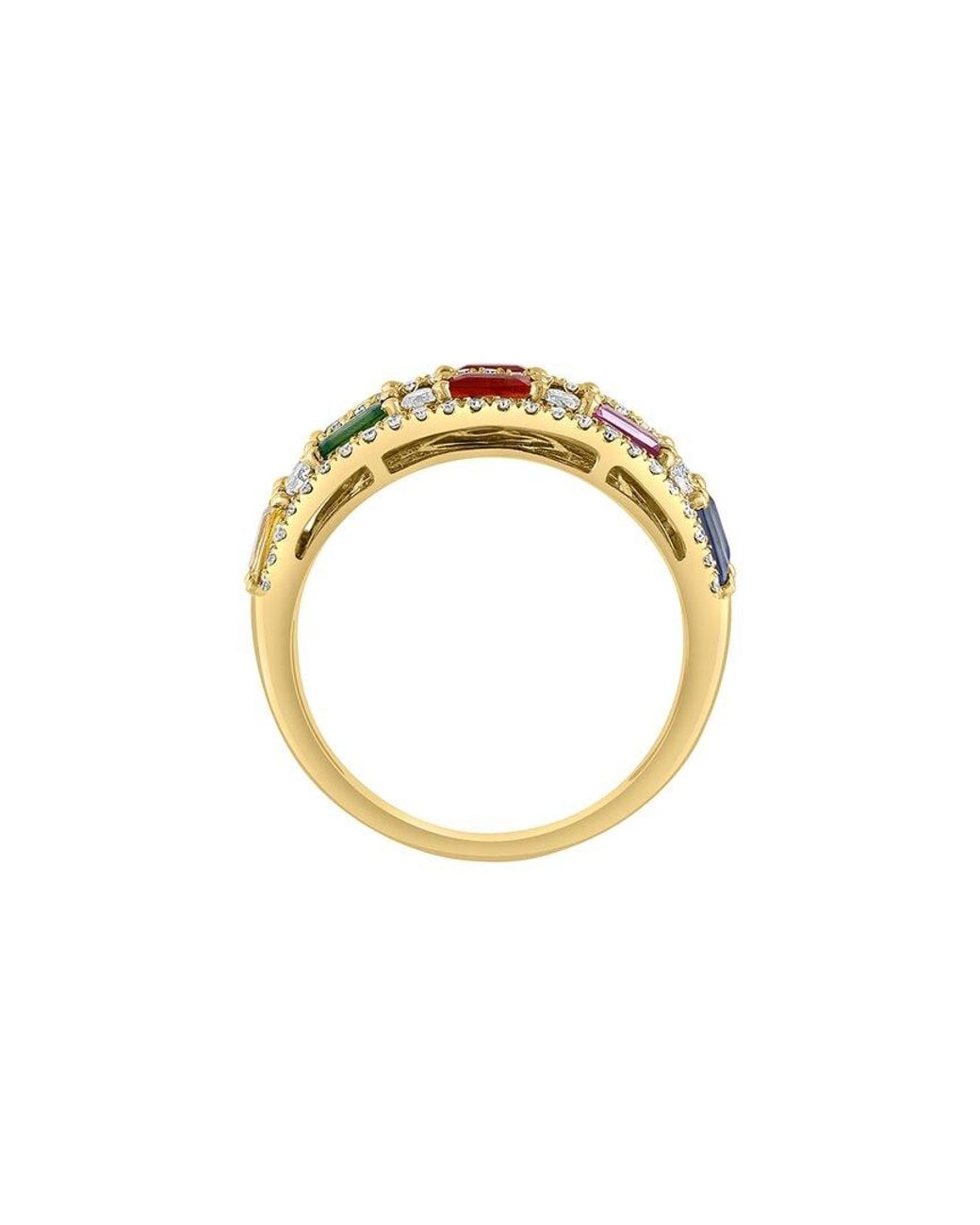 Effy Fine Jewelry White 14K 1.58 Ct. Tw. Diamond & Multi Sapphire Ring