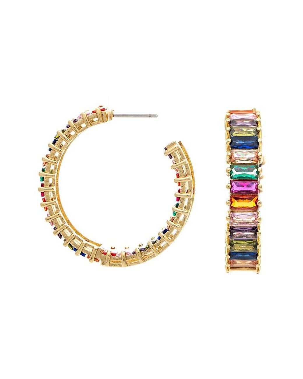 Rivka Friedman Metallic 18K Plated Cz Hoop Earrings