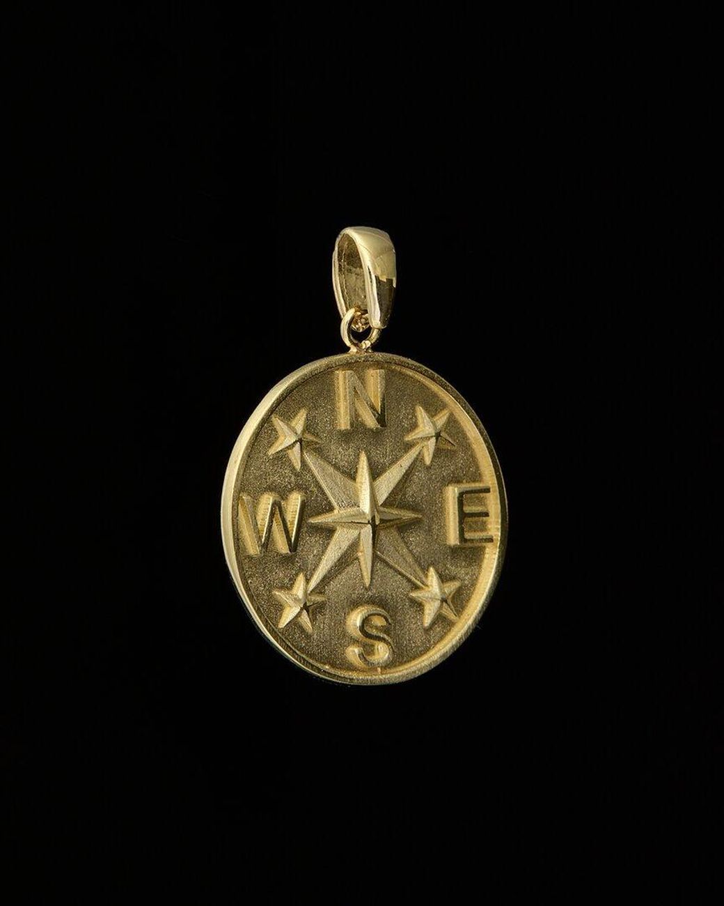 Italian Gold Black 14k Compass Pendant