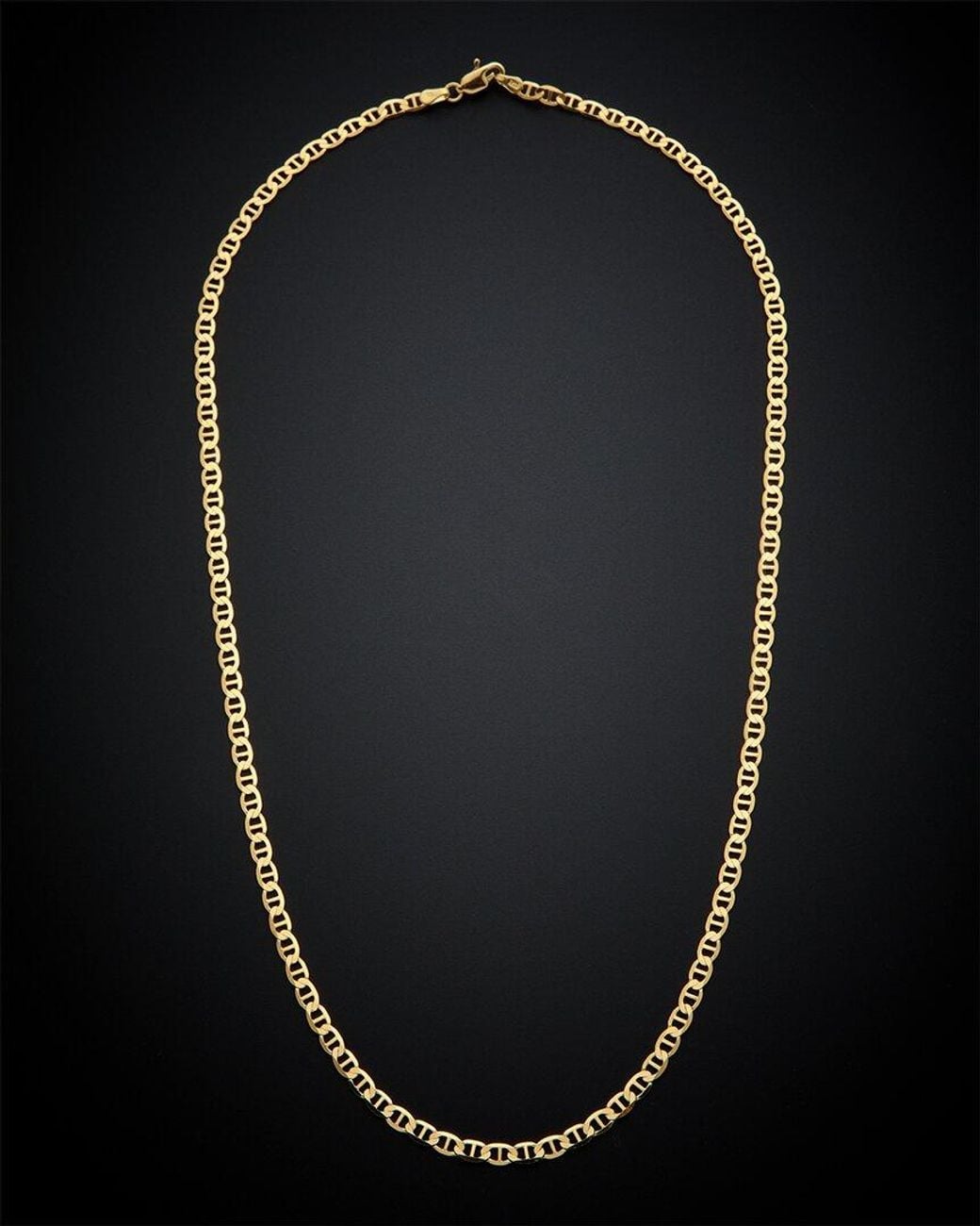 Italian Gold Black 14k Mariner Link Necklace