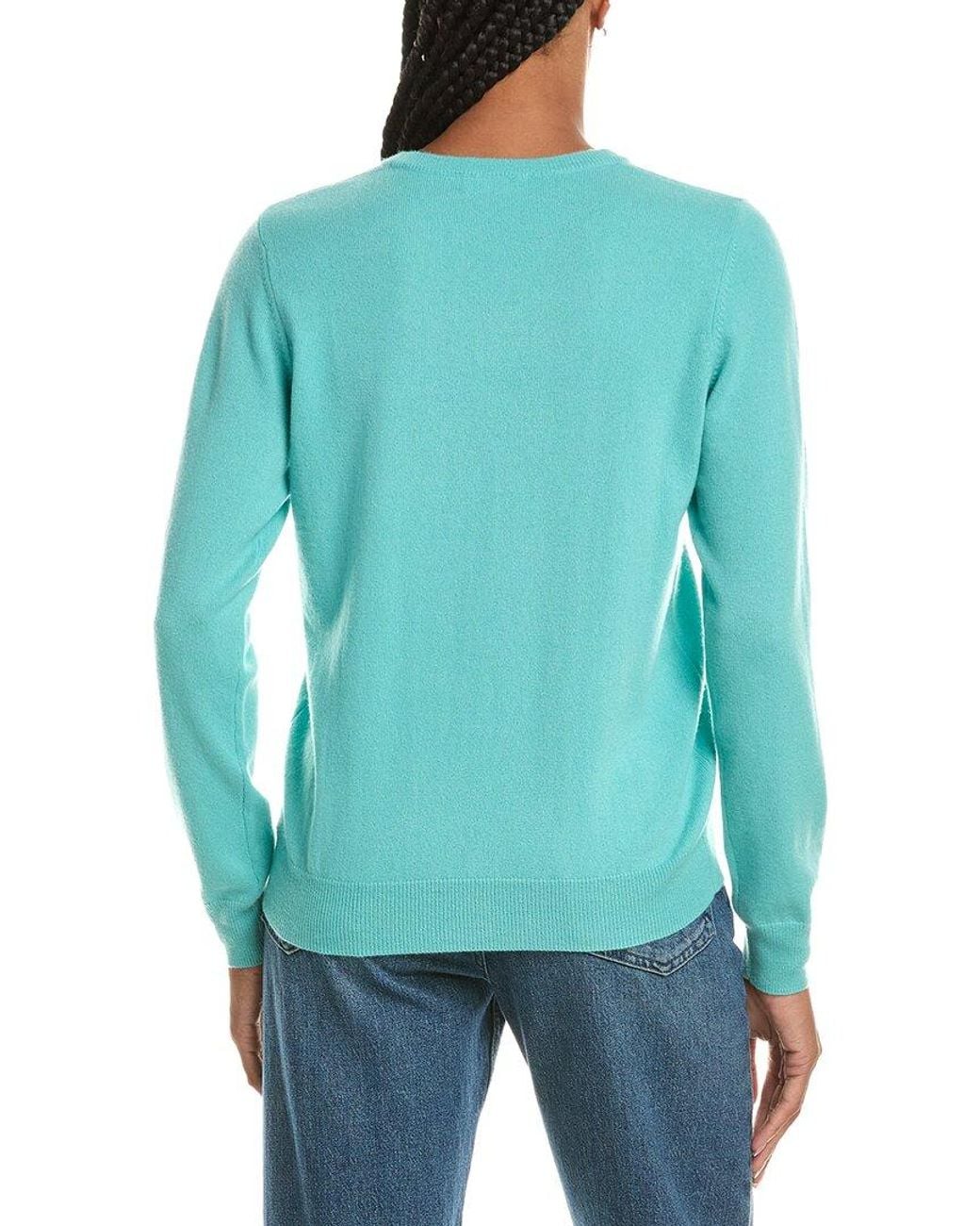 N.Peal Cashmere Blue Evie Classic Round Neck 100% Cashmere Sweater