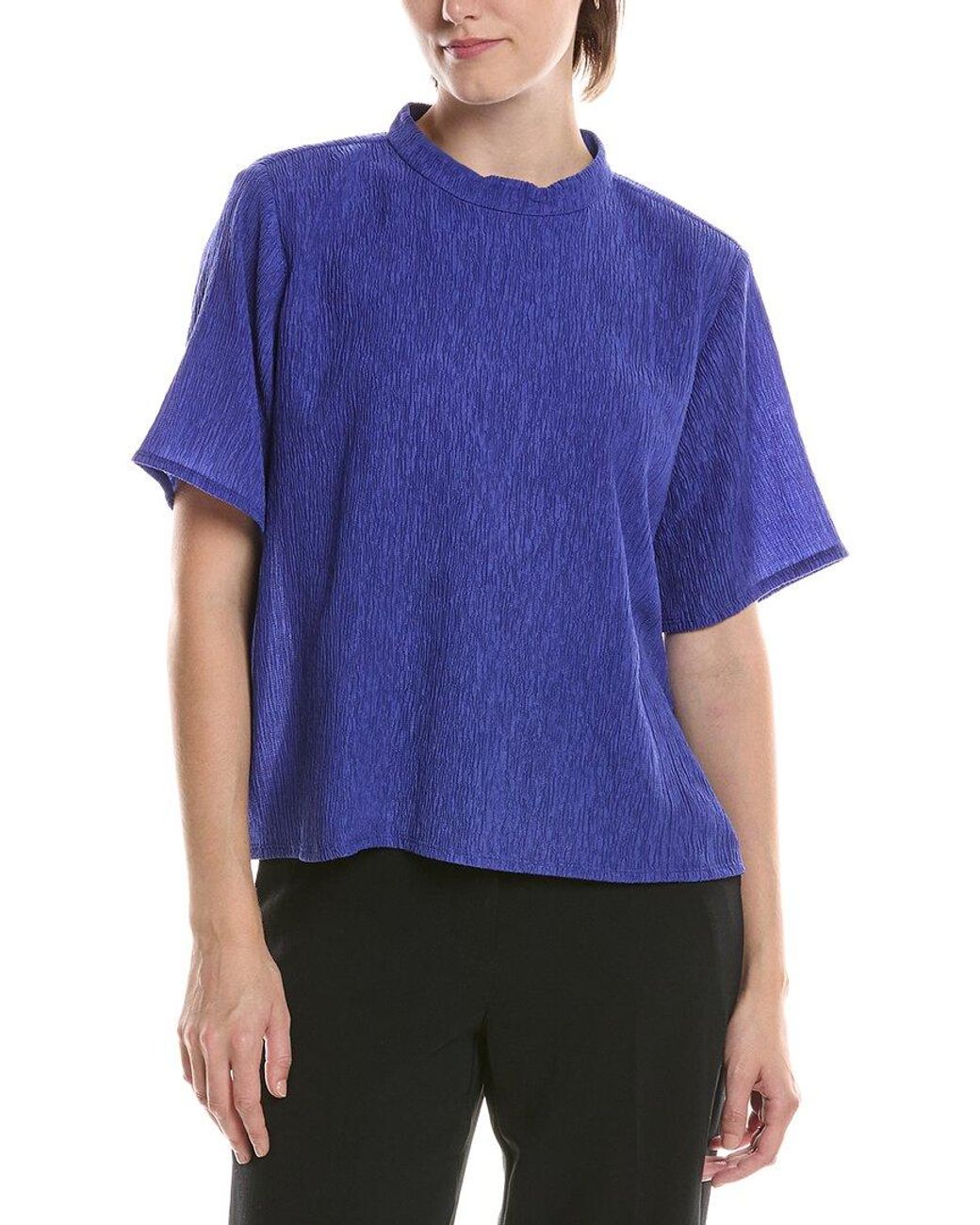 Eileen Fisher Blue Mock Neck Top