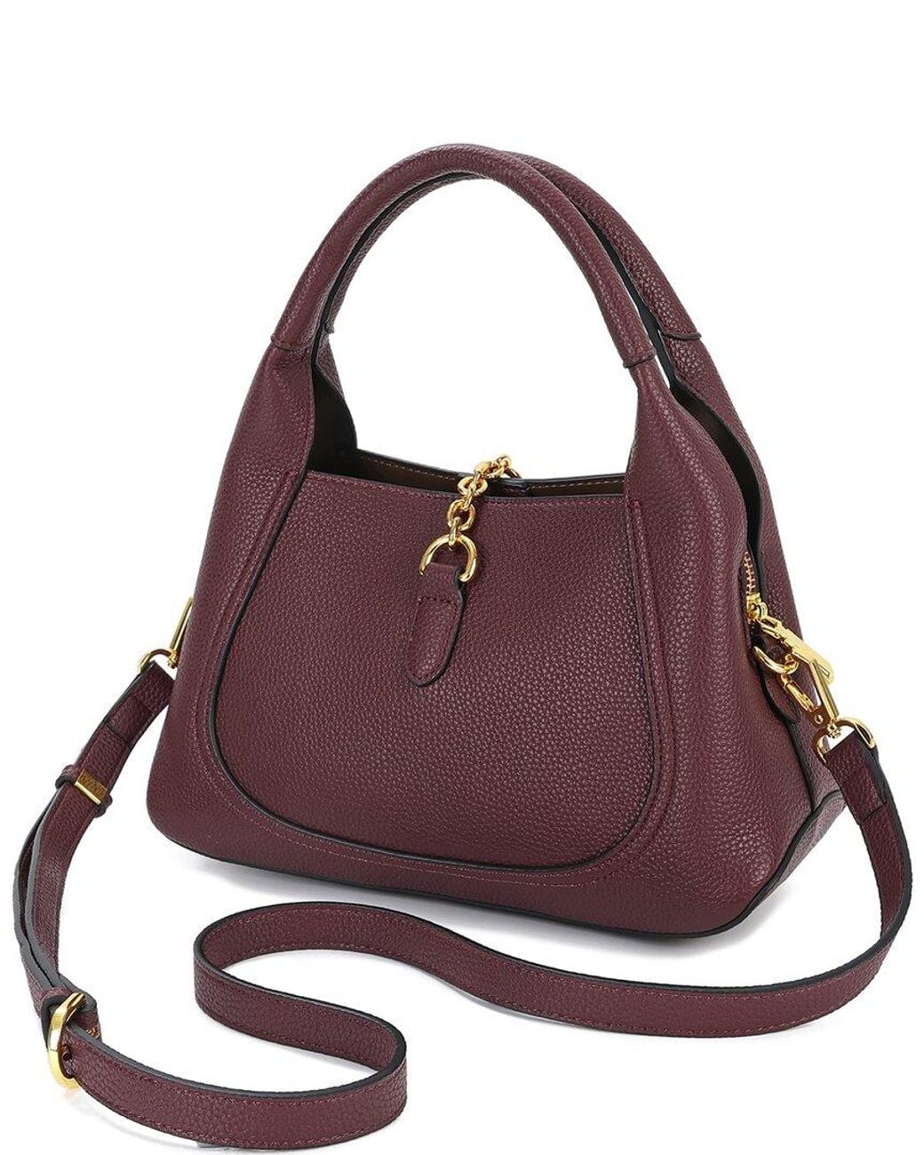 Tiffany & Fred Paris Purple Pebbled Leather Top Handle Shoulder Bag