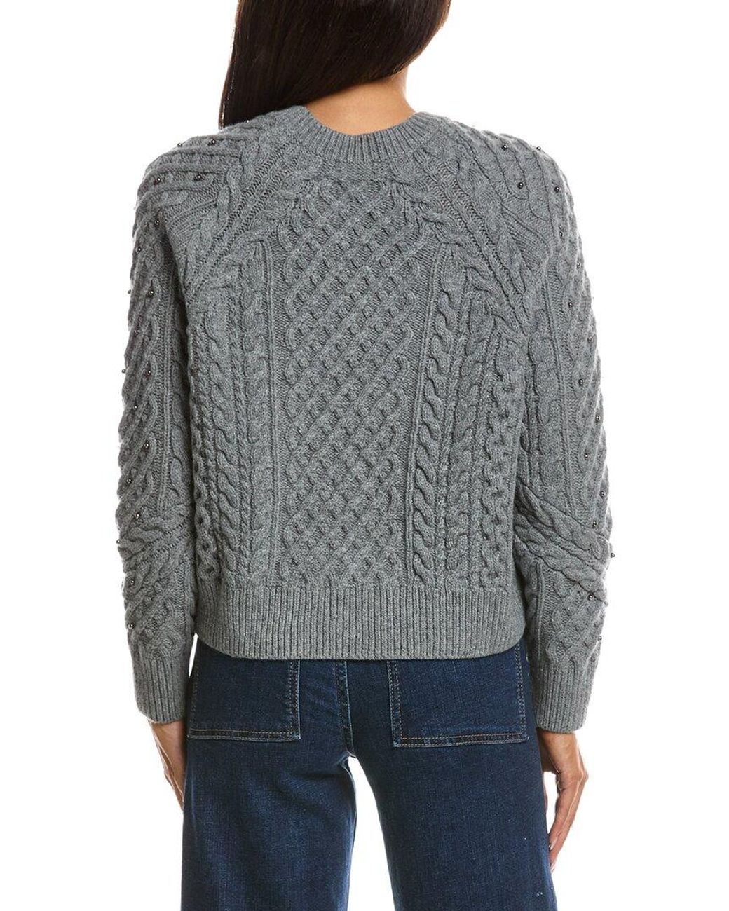 Rag & Bone Gray Liz Beaded Wool Sweater