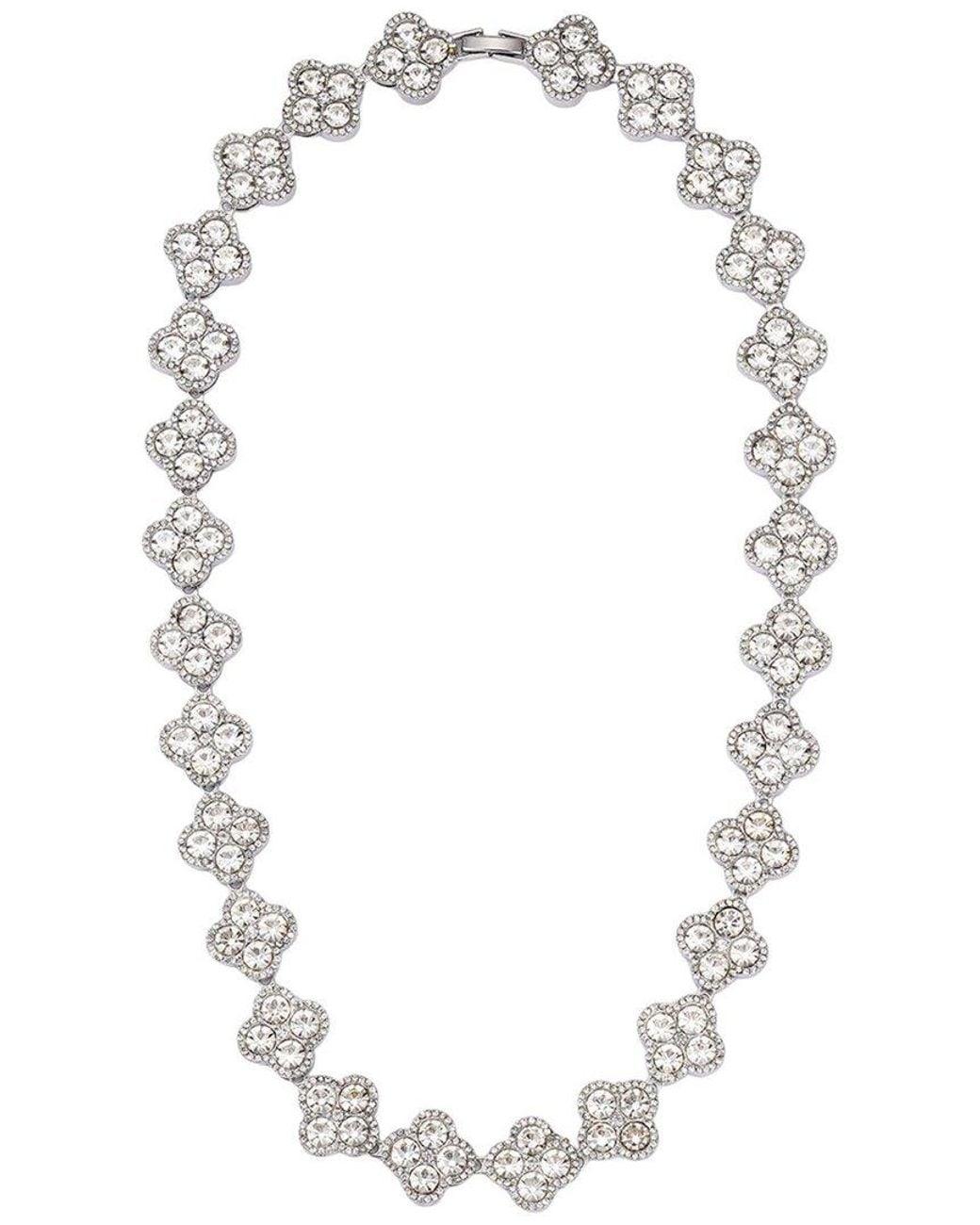 Adornia Metallic Crystal Clover Link Chain Necklace