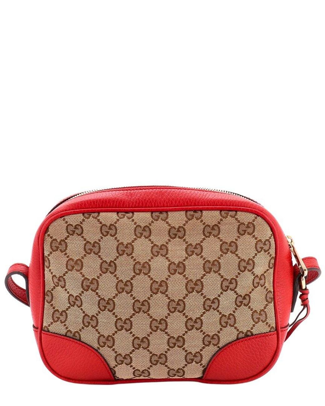 Gucci Red Gg Canvas & Leather Bree Disco Crossbody Mini (Authentic Pre-Loved)