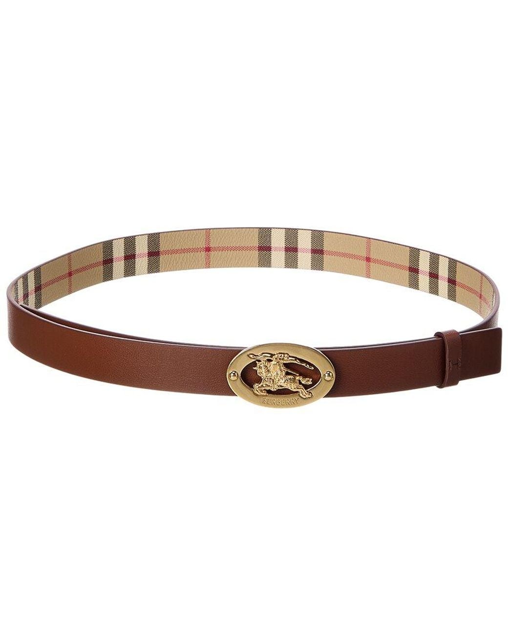 Burberry Brown Check Reversible E-Canvas & Leather Belt