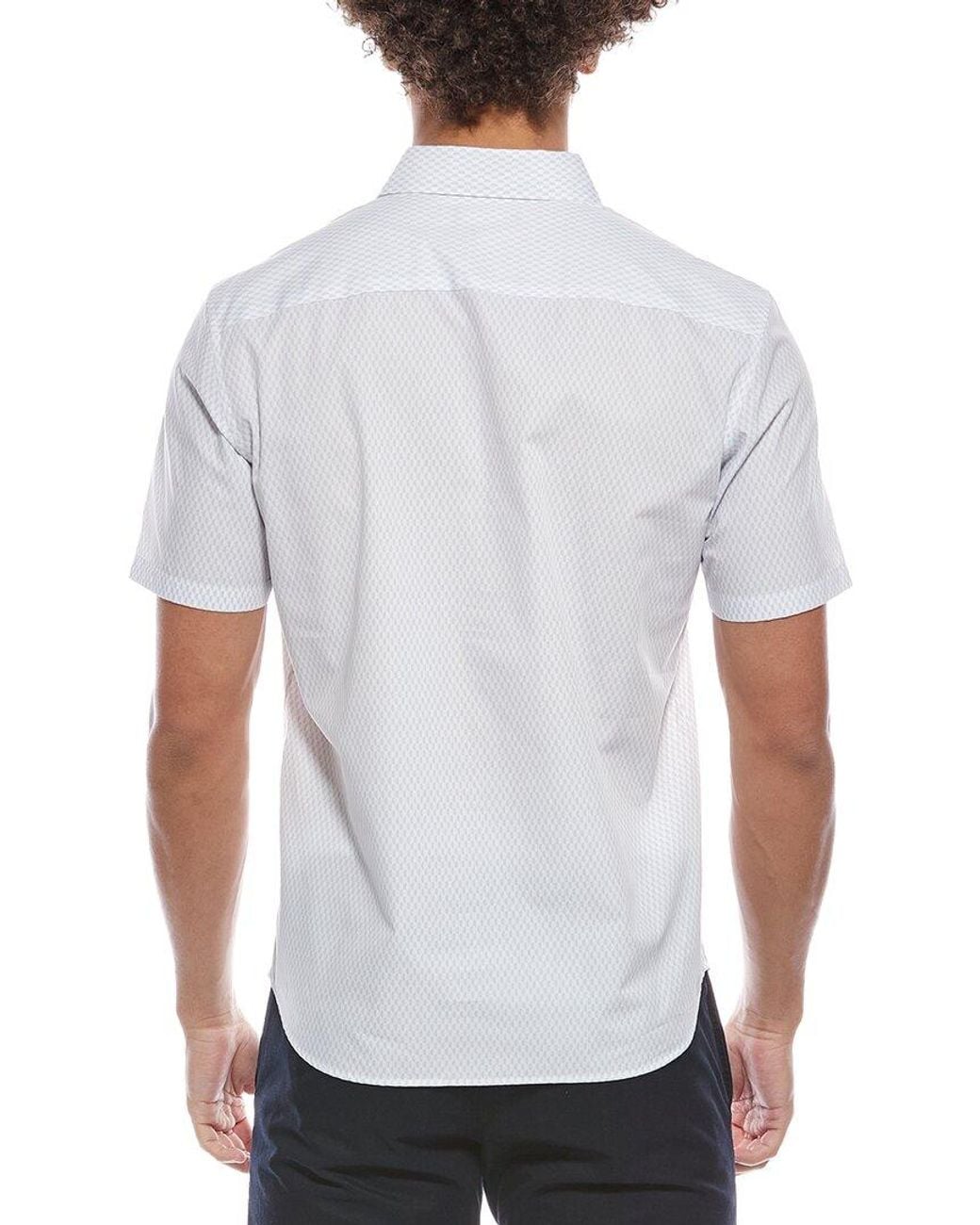 Theory White Irving Hex Geo Shirt for men