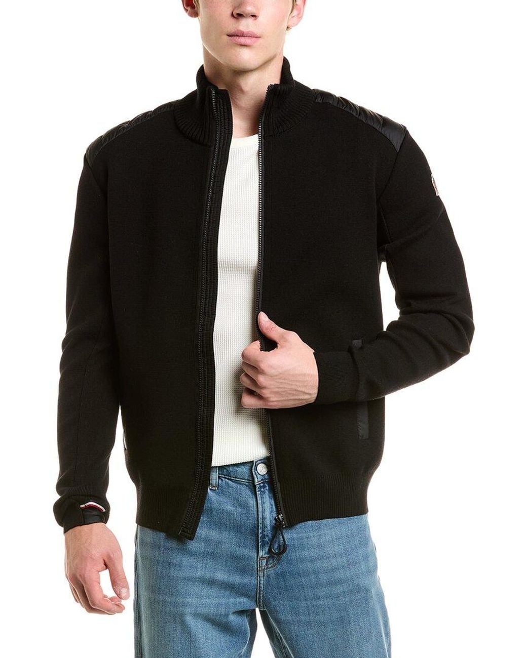 Moncler Black Wool-Blend Cardigan for men
