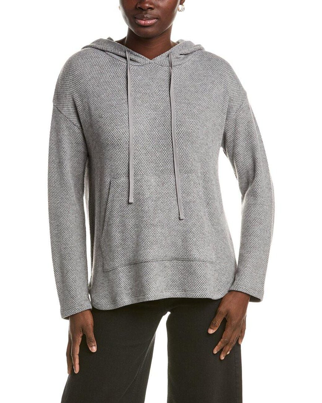 Johnny Was Gray Lurex Knit Hoodie