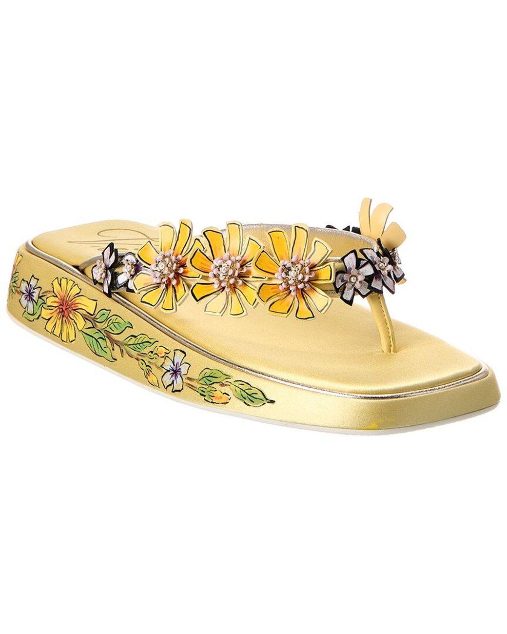 Roger Vivier Metallic Satin & Leather Sandal
