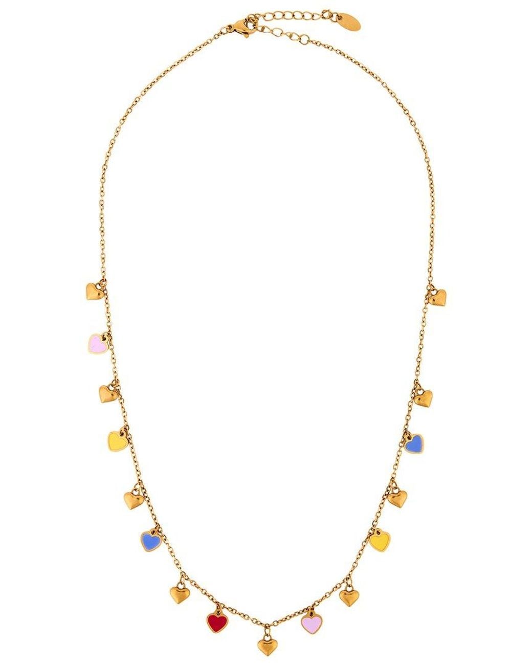 Saachi Metallic Heart Station Chain Necklace