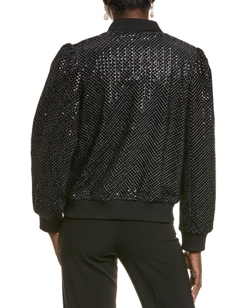 Endless Rose Black Velvet Sequin Bomber Jacket