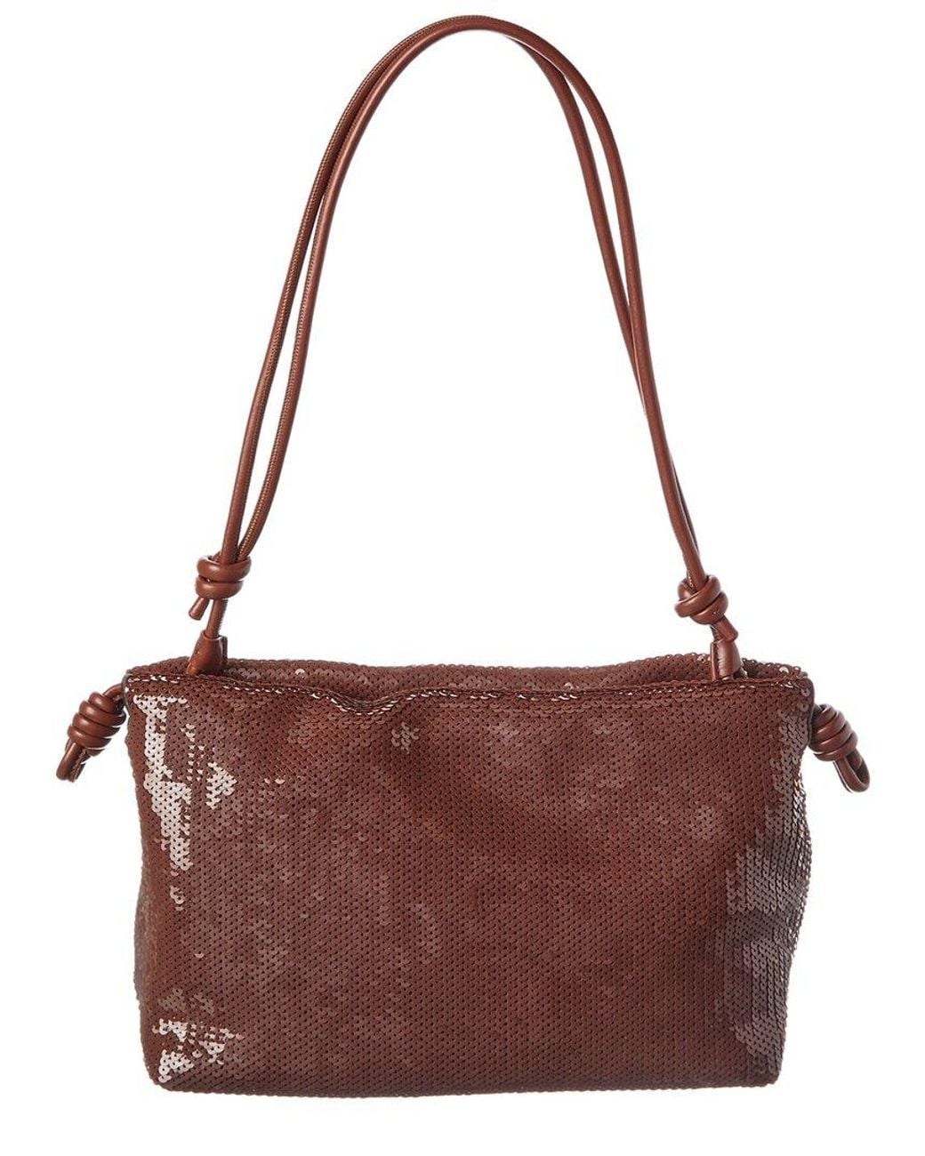 Loewe Brown Flamenco Sequin Medium Leather Clutch
